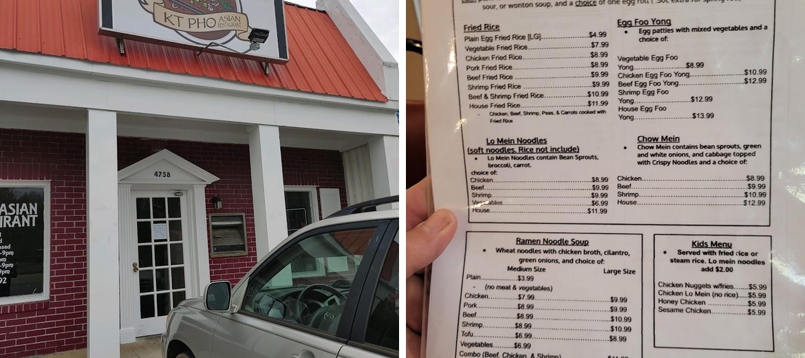 KT Pho Asian Restaurant - Cedar Bluff, AL Menu